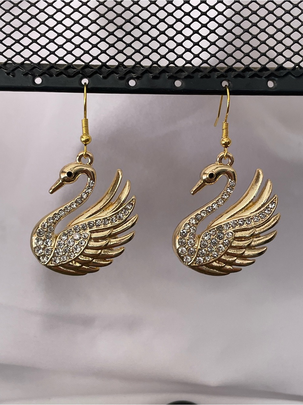 Crystal Swan Earrings